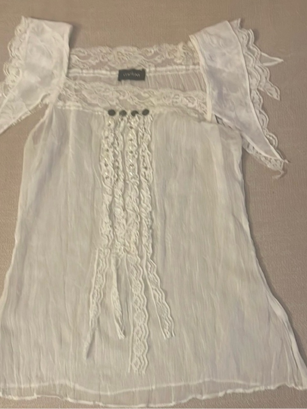 Motivi White Lace-Trim Square Neck Camisole